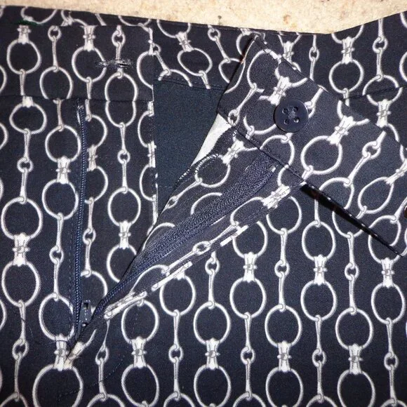 NWOT Ralph Lauren Equestrian Straight Leg Pant 6 Horse Bit Zip Navy/Wht - Picture 8 of 16